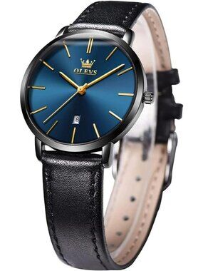 Women's Navy blue Face and Black Band Classic Female Dress Wrist Watches